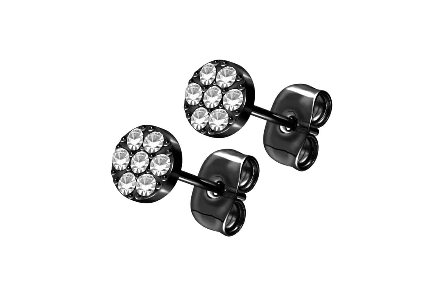 Titan Ohrstecker DISC + EINGEFASSTE KRISTALLE von Piercingline